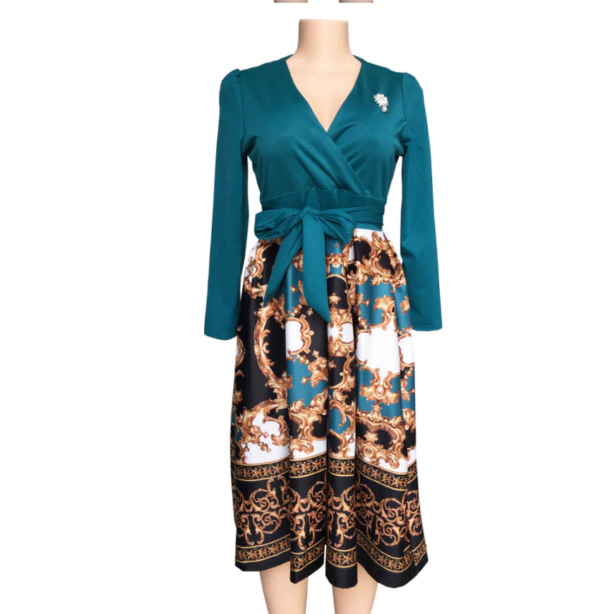 Floral A-Line Dress with Waist Detail for Women