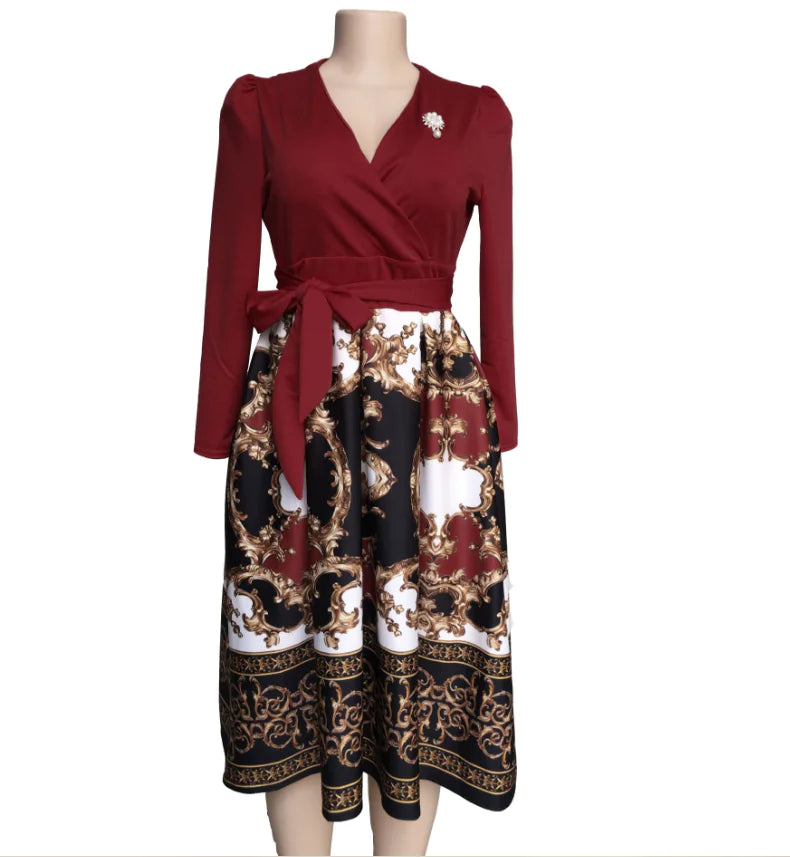 Floral A-Line Dress with Waist Detail for Women