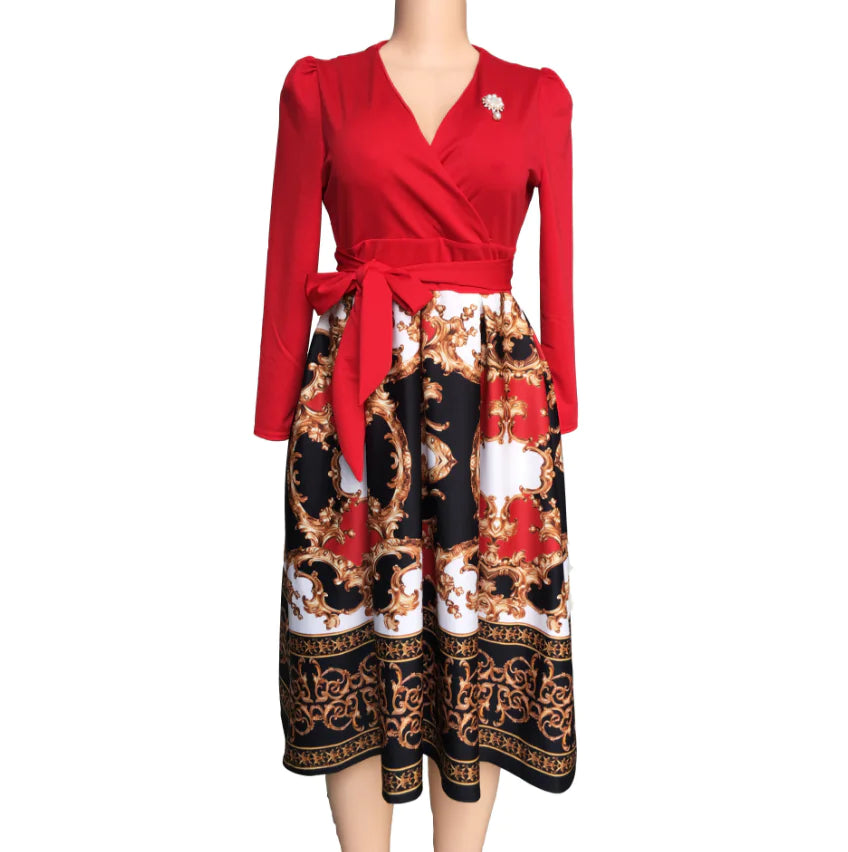Floral A-Line Dress with Waist Detail for Women
