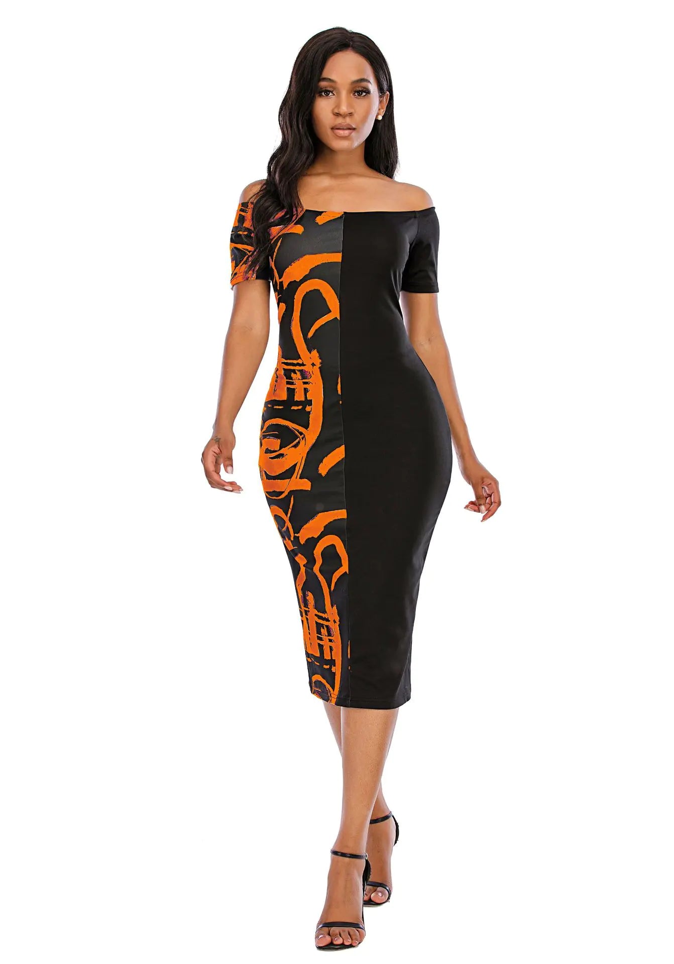 Multicolor Plus Size Long Skirt with Note Printing