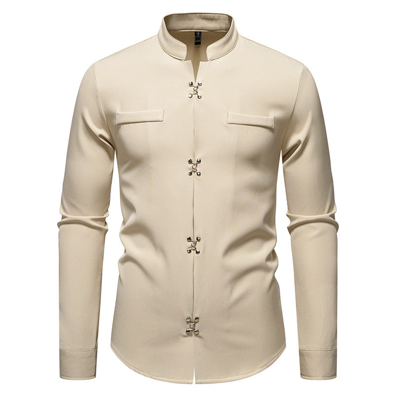 New Men's Long-sleeved Shirt High-grade Ruan Handsome Loose Casual Shirt Trendy