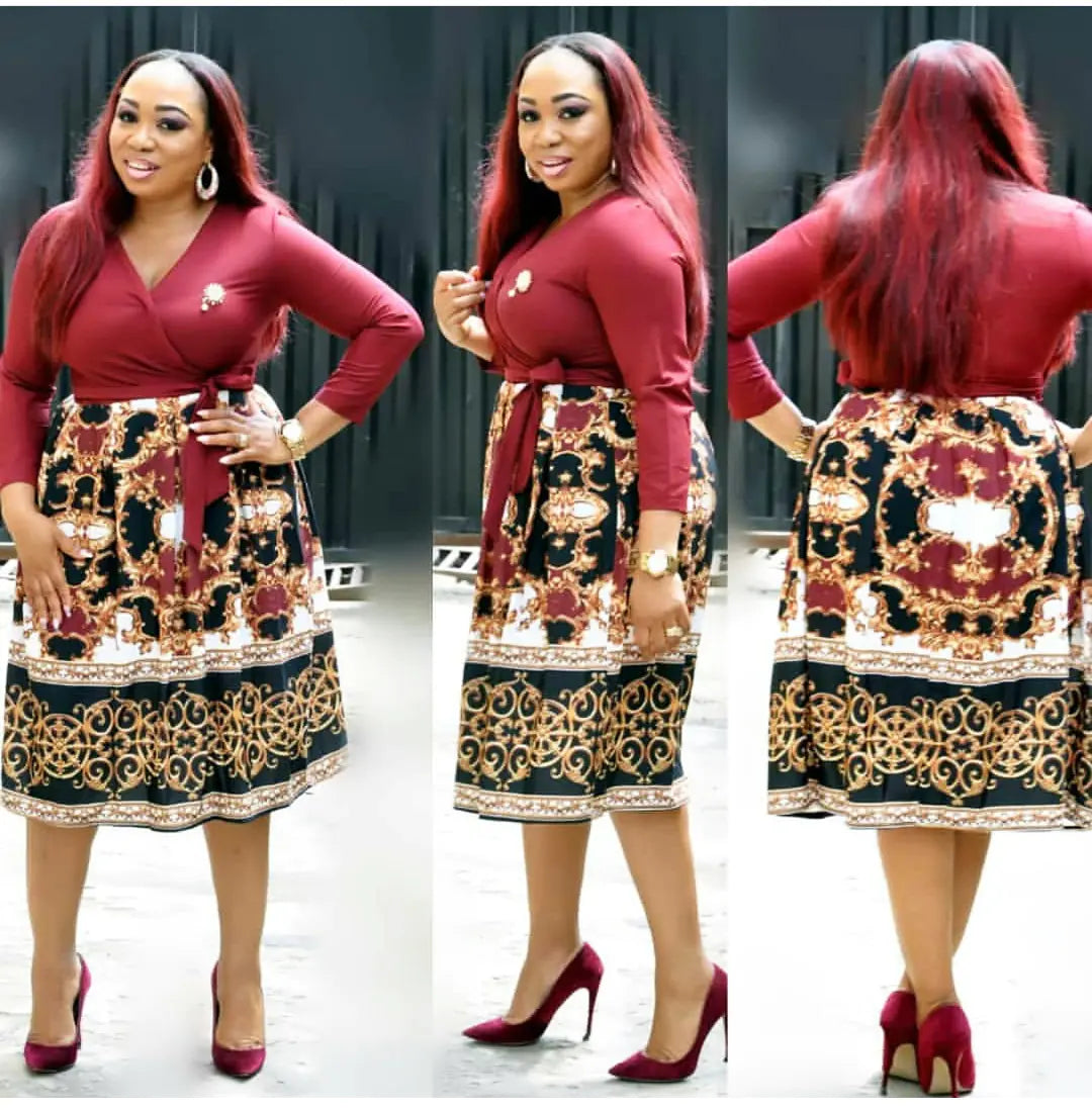Floral A-Line Dress with Waist Detail for Women