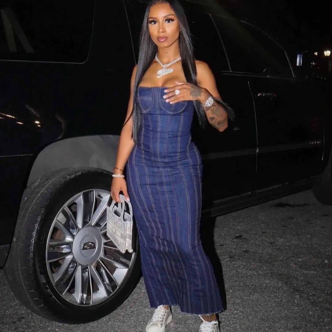 Denim Tube Top Dress